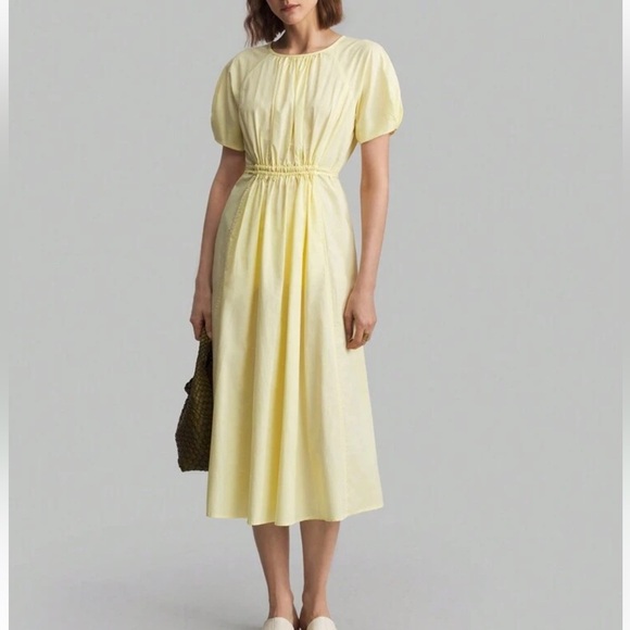 SHEIN Yellow Puff Sleeve Midi Sundress - Picture 1 of 2